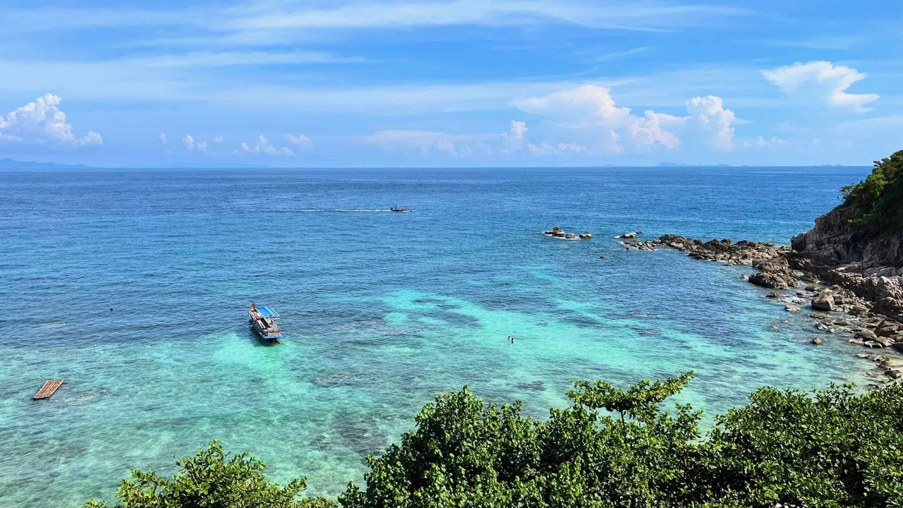 overlooking coral reefs in water Koh Tao