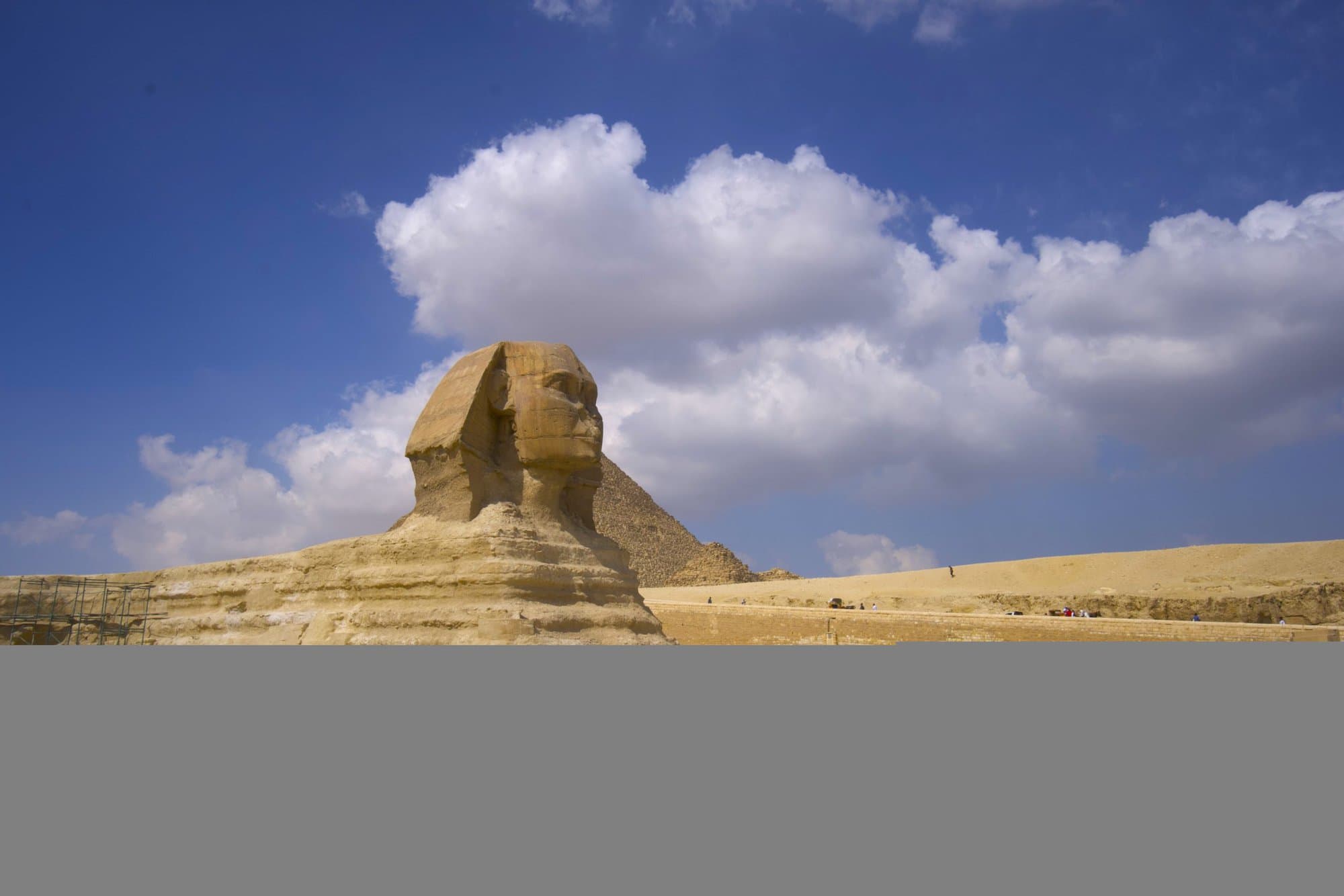 The Sphinx at Pyramids of Giza complex in Egypt.