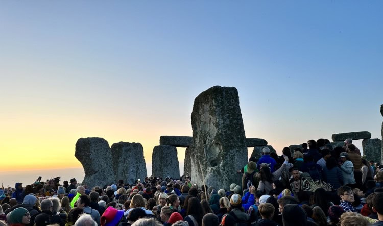 a crowd at Summer Solstice Celebrations at Stonehenge