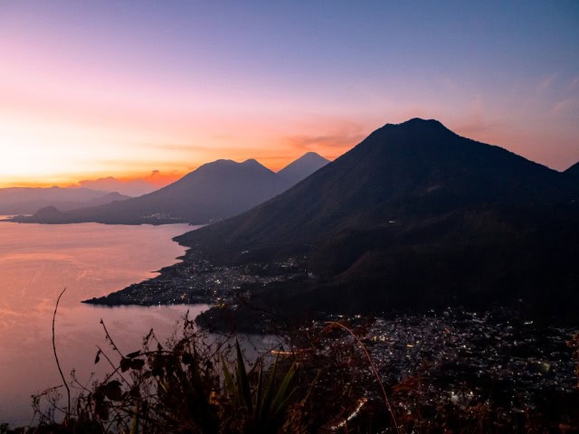sunrise over lake atilan with the mountains