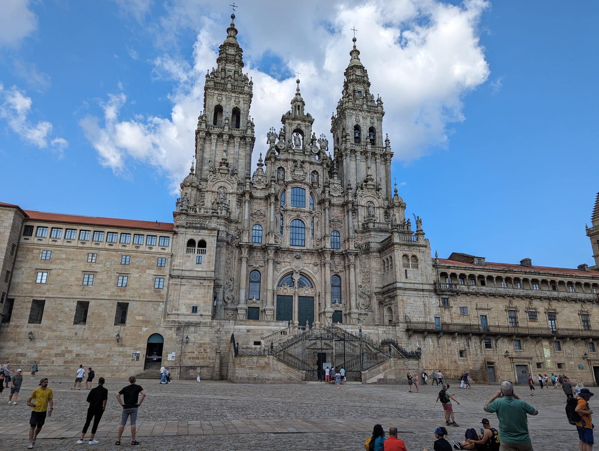 Santiago de Compostela Cathedral in spain with main square in the front