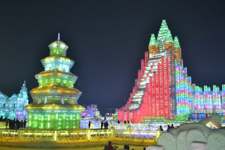 ICE SCULPTURES OF BUILDINGS