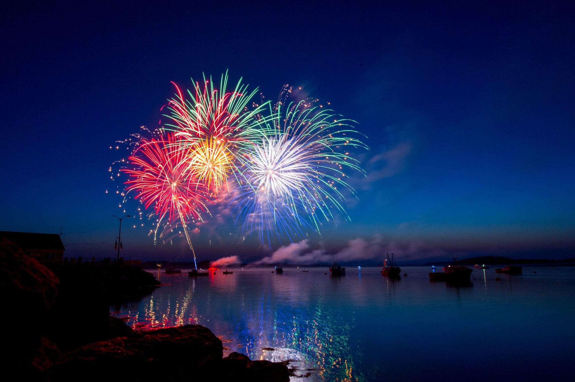 firework display above a castle