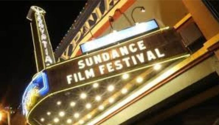Sundance Film Festival, Utah main sign in town lit up in lights