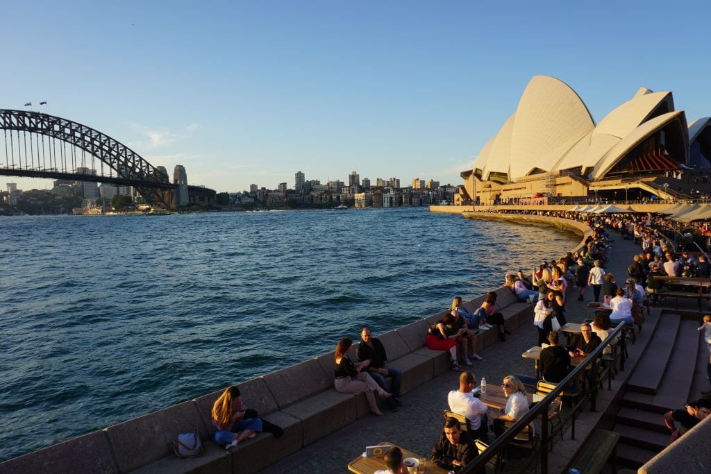 Sydney harbour looking at sydney opera house along the bay