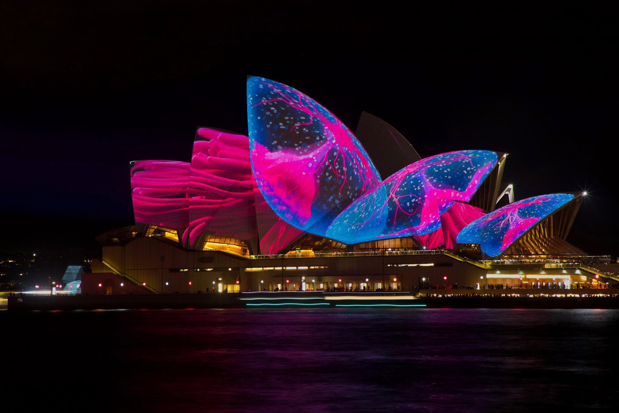 lightshow displayed on sydney opera house at Vivid Sydney