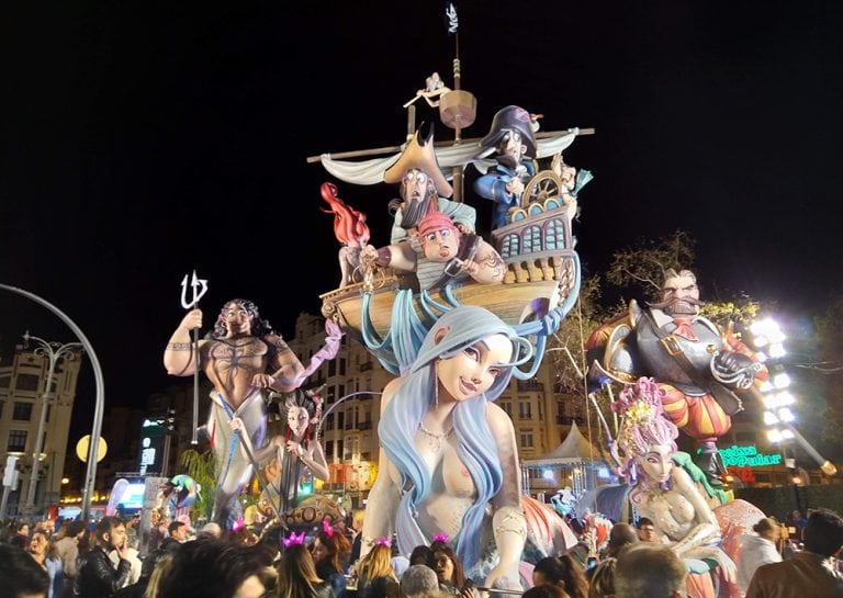 Some of the Statues at the Fallas Festival showing mermaids, ships