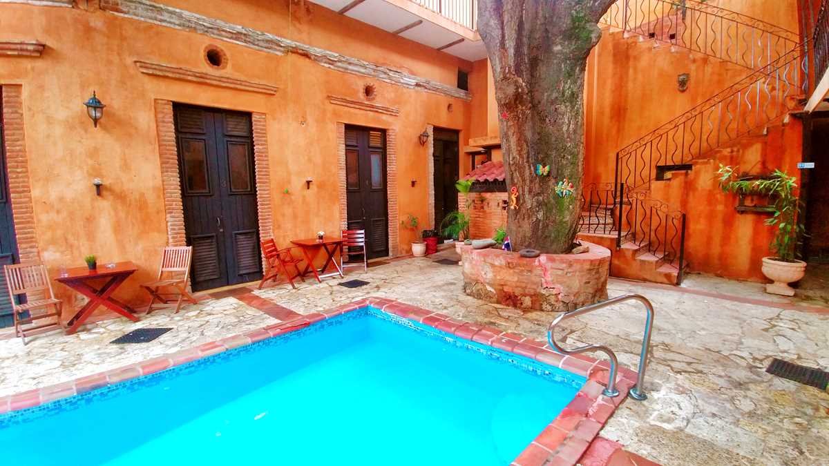 clay walls of boutique hotel