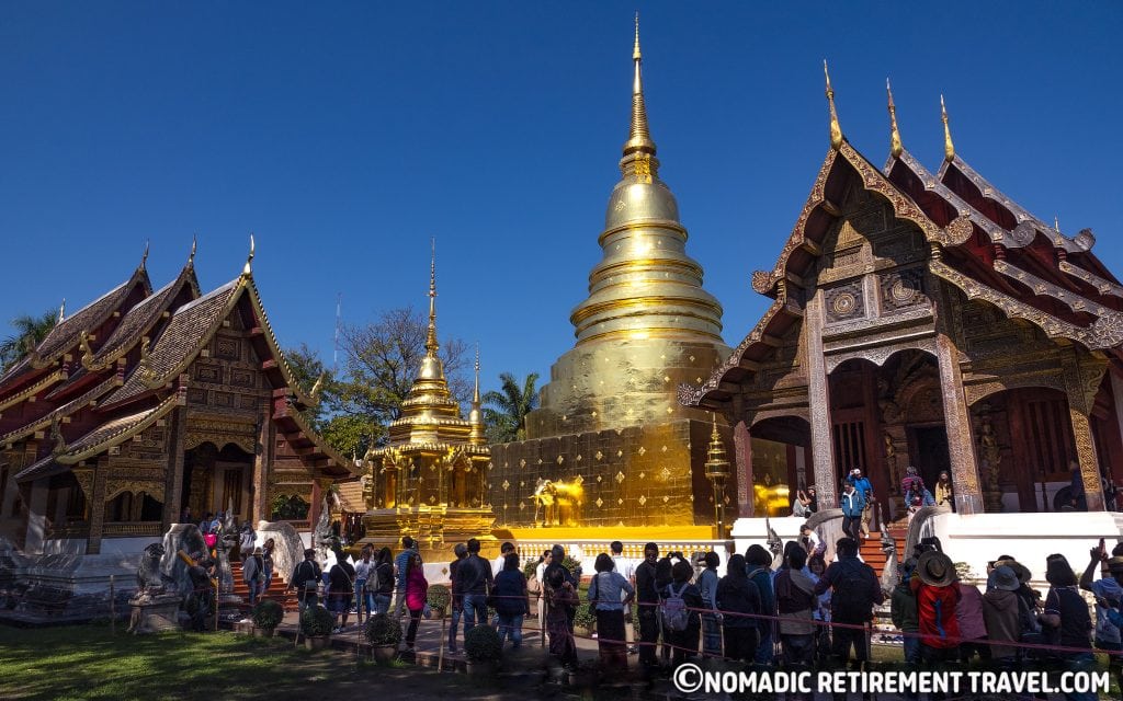 golden stupor of a buddhist temples in blue sky