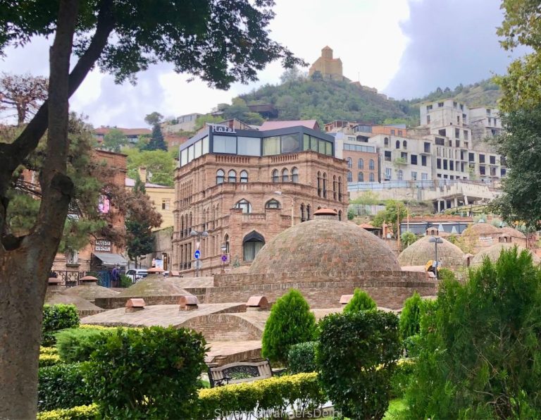 the domes of historic bath houses in Tblisi's Abanotubani area