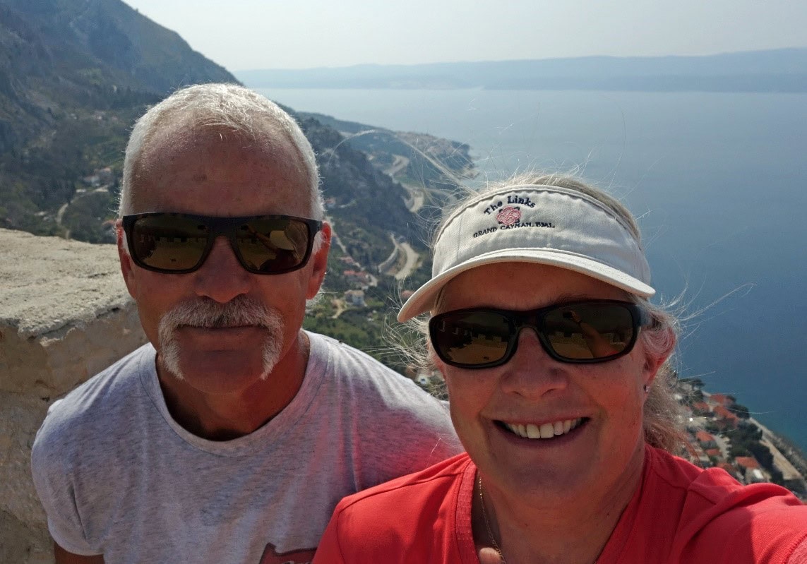 Views  of a couple in Omis Croatia of ocean 
