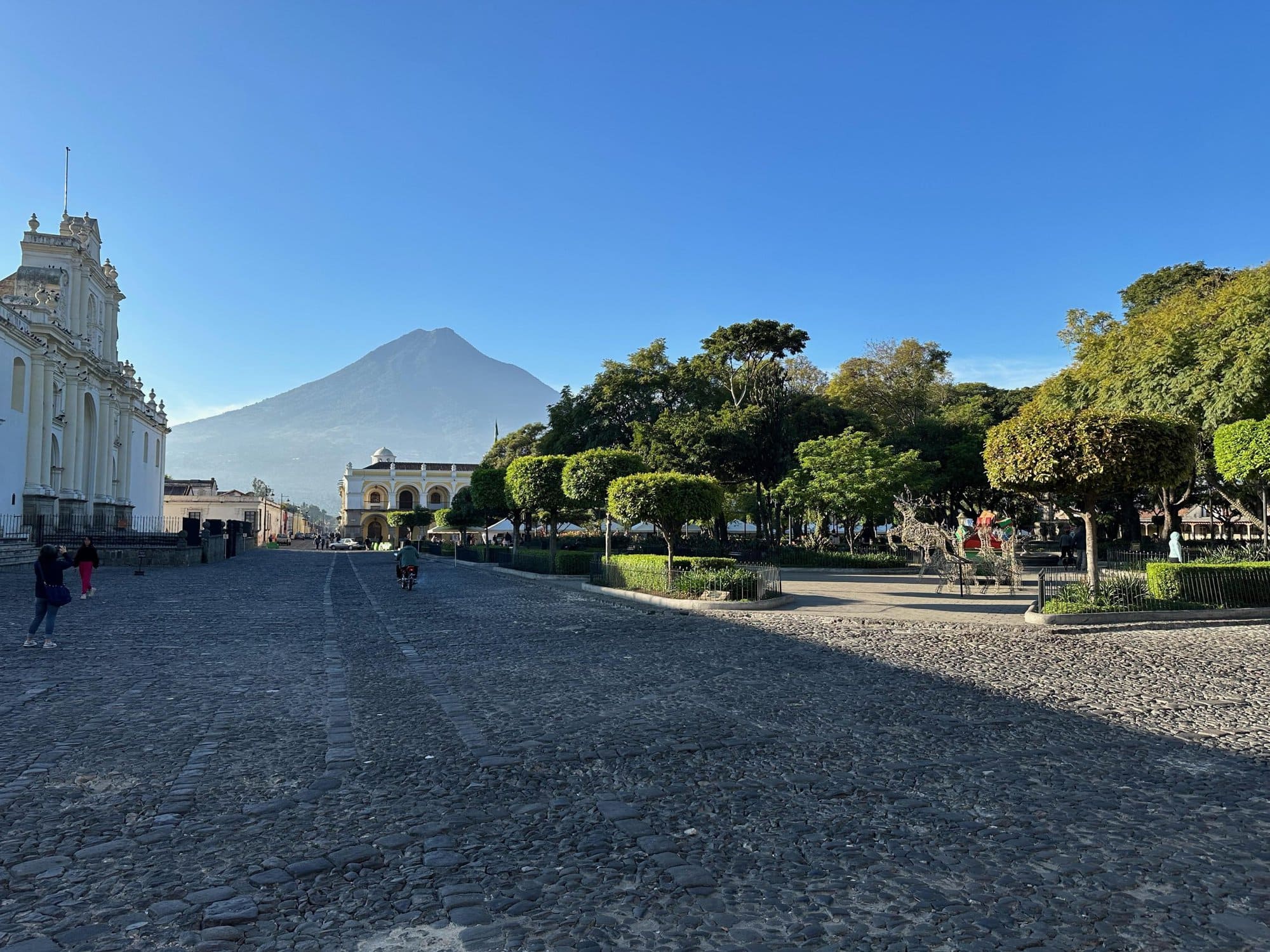 colonial city with mountains in the distance