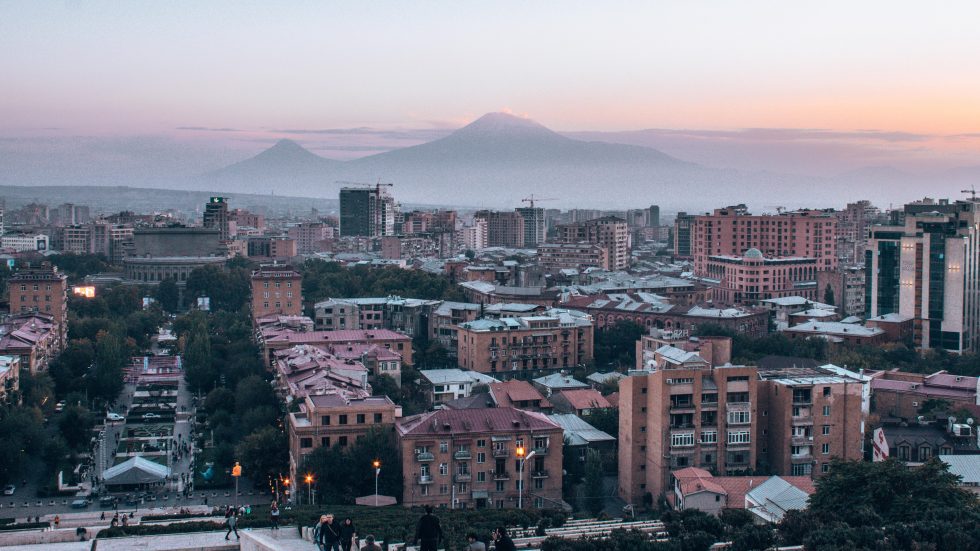 View of Yerevan from above at Cascade, a free open-air museum