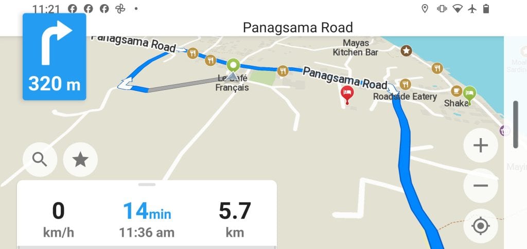 screenshot of Driving directions in Organic Maps app