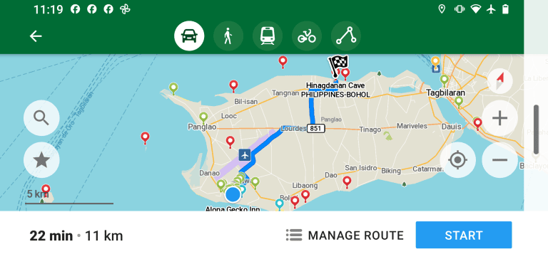 screenshot of Route Options in Organic Maps app