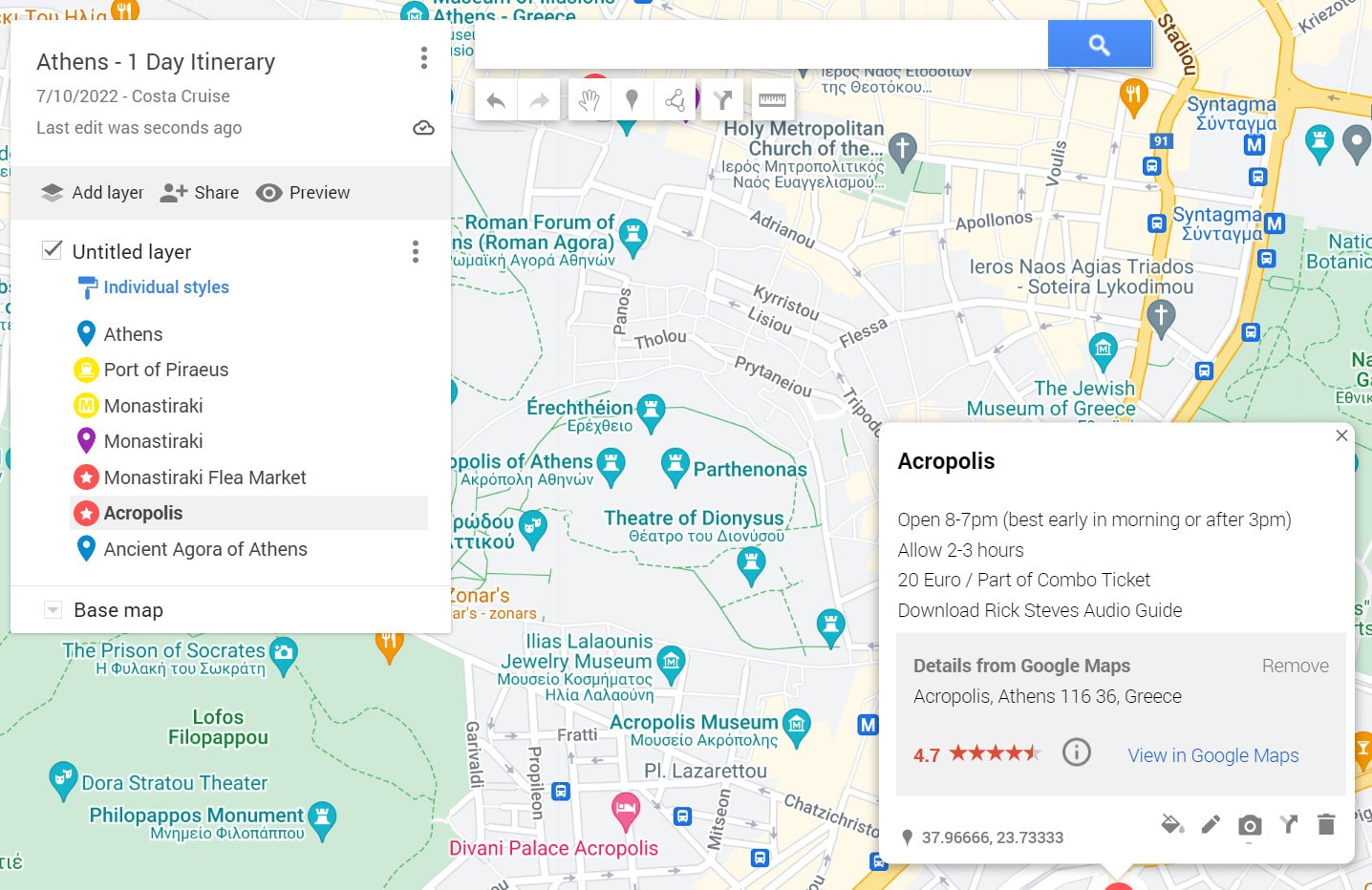 add extra info to pins in Google My Maps