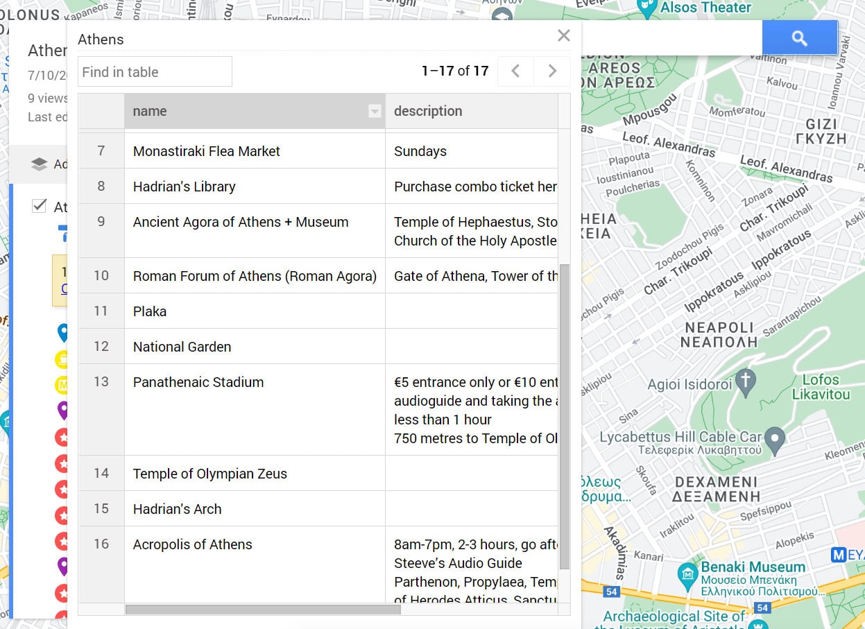 using colour coding when planning a Trip on Google Maps