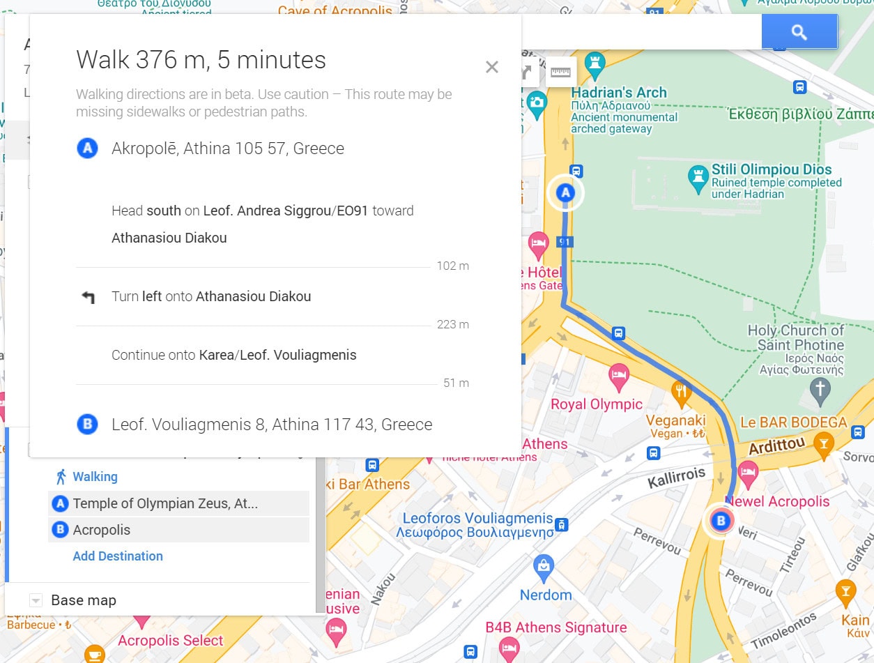work out distances and time on Google Maps