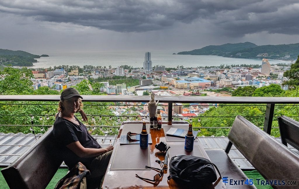 Sunset drinks overlooking Phuket during relaxed long-term travel lifestyle