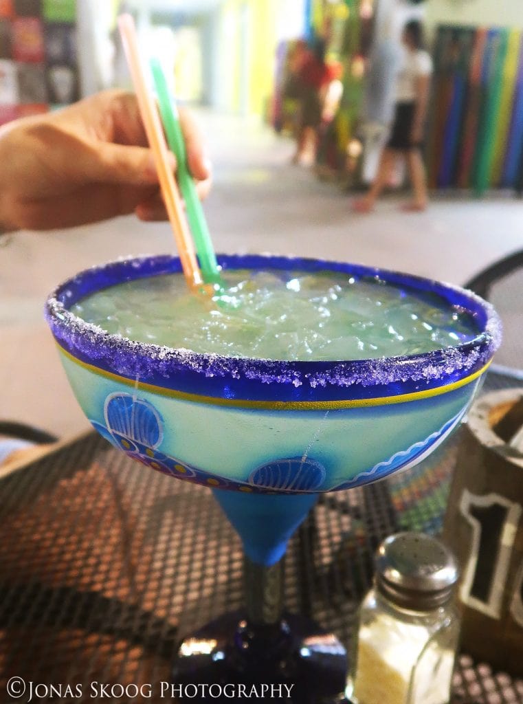 Frozen margarita in Cozumel while enjoying long-term travel lifestyle