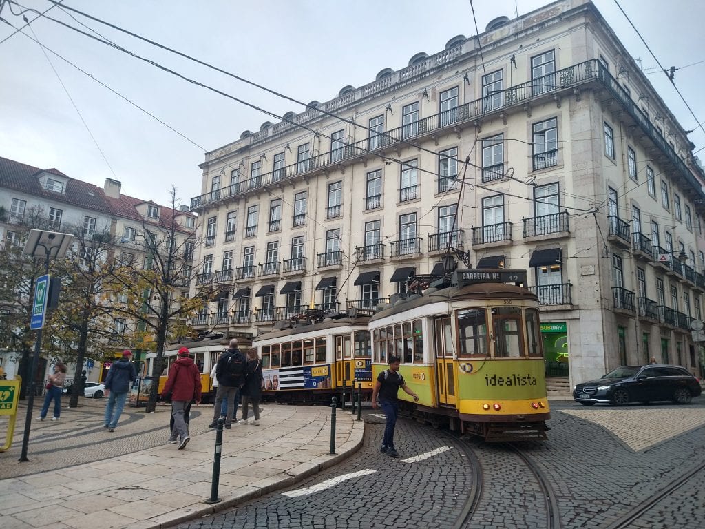 Tram in Lisbon, Portugal, a walkable city and popular slow travel destination in Europe